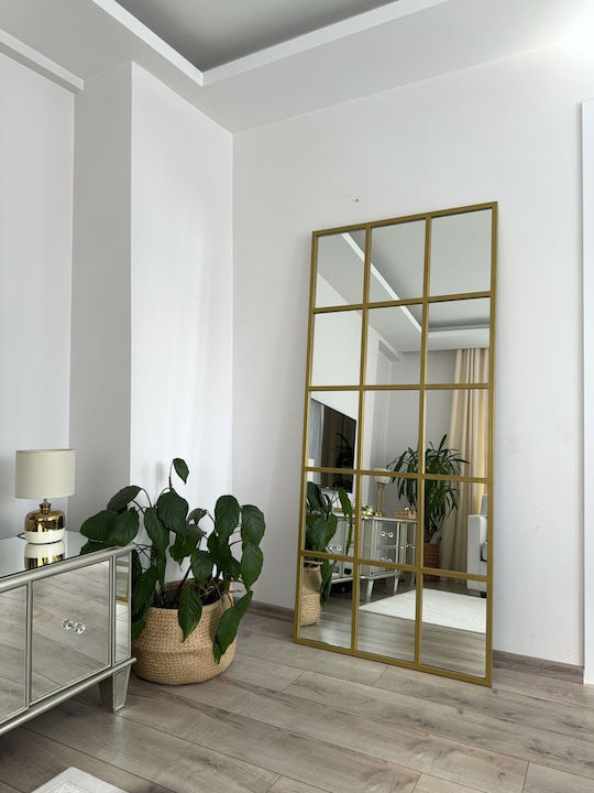 SteweHome Καθρέπτης με Χρυσό Μεταλλικό Πλαίσιο 180x80cm