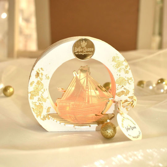 LiebeQueen Handmade Настолници Гоури Кораби Златист от Дървο 1бр