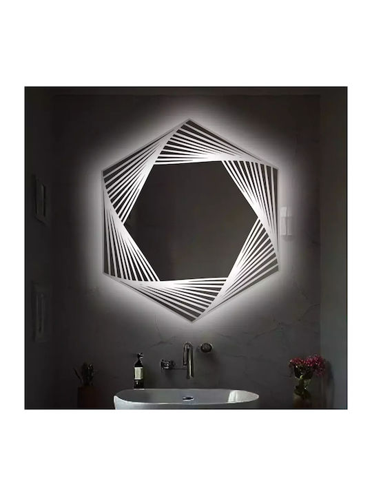 Sechseckiger Badezimmerspiegel Led Laser Design...