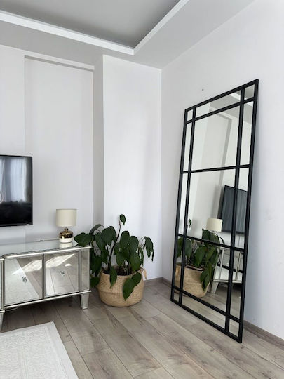SteweHome Oglindă De Podea Cu Cadru Metalic Negru 180x80cm
