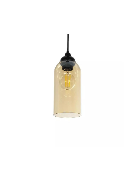 GloboStar Tube Pendant Light Honey with Crystals for Socket E27 10x10x24cm