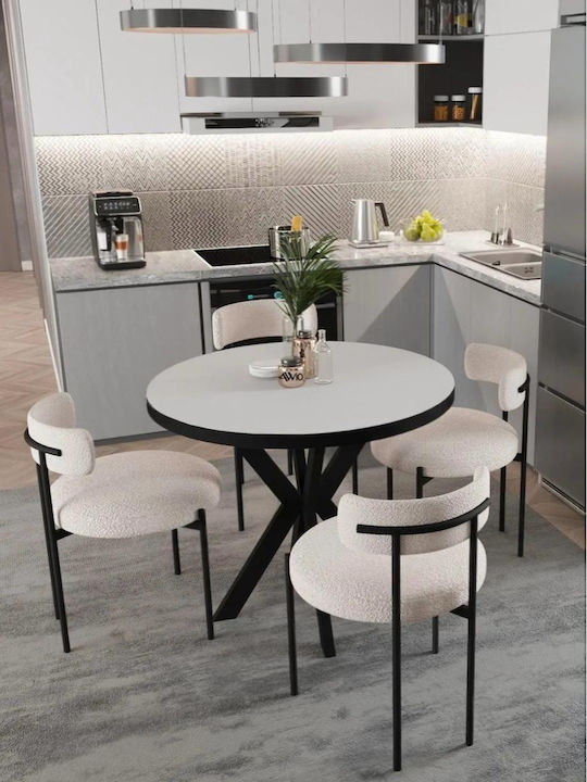 Dining Room Furniture Set Round 90x90 4 Chairs