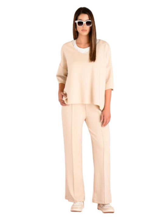 Derpouli Women's Crop Top with V Neckline Vanilla