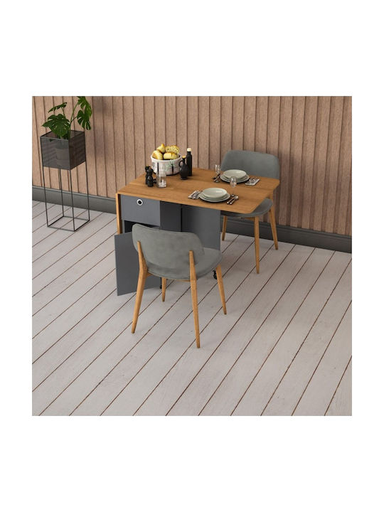 Ausziehbarer Küchen- und Esszimmertisch MDF Anthrazit & Nussbaum 70x168x75 Höhe