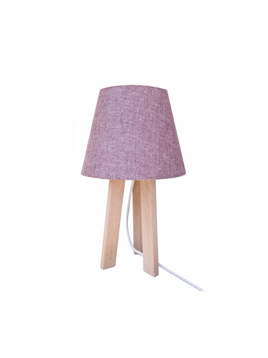Lămpi De Masă Tripod Din Lemn Cu Abajur Violet