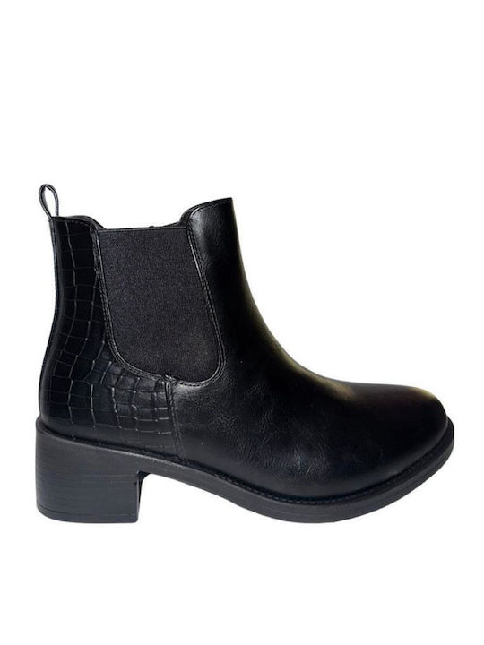 Leder Stiefeletten Damen Schwarz