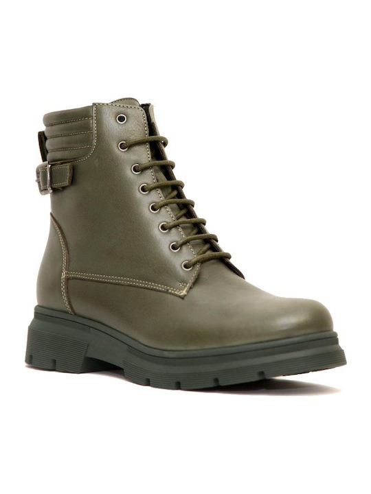 Leder Stiefeletten Damen Grün