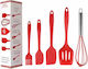 Pandaboo Silicone Cooking Utensil Set Red 5pcs
