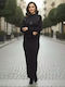 Women's Black Set with Pants with Elastic in Relaxed Fit