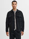 Mânecă Lungă Catifea Raiată Overshirt Carou Negru