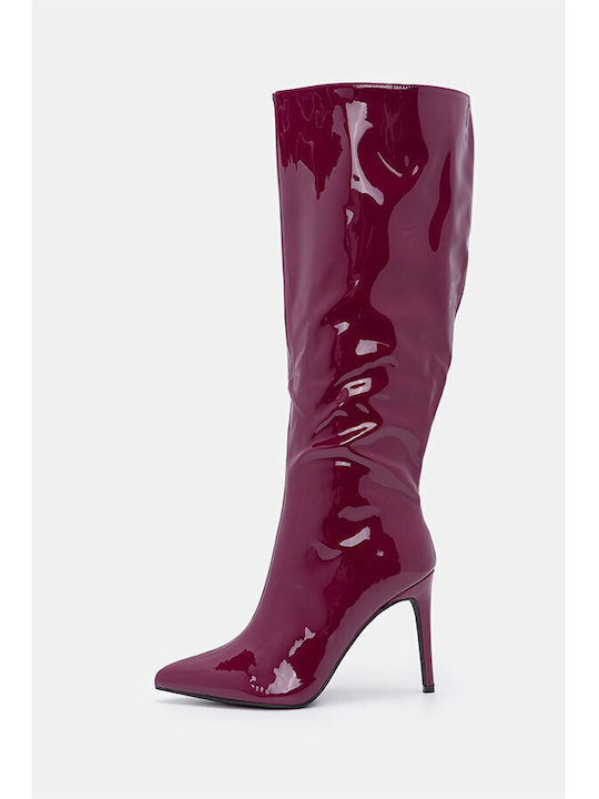 High Heel Women's Boots Burgundy