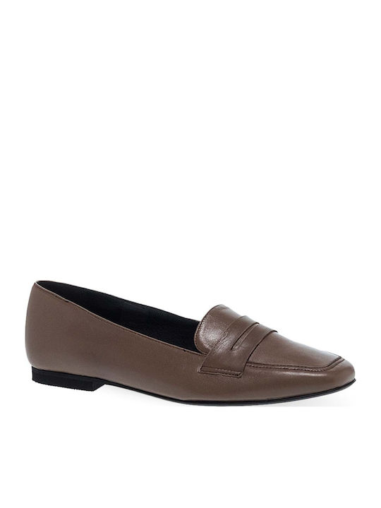 Leder Damen Mokassins in Braun Farbe