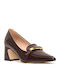 Leder Pumps mit mittelhohem Absatz Burgundisch