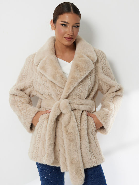 Women's Short Fur Beige