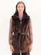 Women's Sleeveless Short Fur Brown