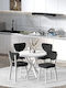 Dining Room Furniture Set 90x90 Round 4 White Chairs