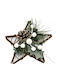 Decorative Wooden Star Pinecone White Flowers 15cm 1 Piece