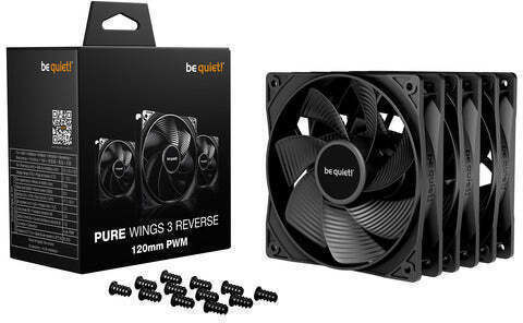 Be Quiet Pure Wings 3 Reverse Blade Case Fan 120mm (1500rpm / 47.1cfm) Without LED Lighting 3pcs
