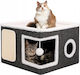 Zola Casă Multifuncțională cu 2 Niveluri pentru Pisici Pat Moale Zonă de Ascuțit Ghearele Jucărie Suspendată 42 X 42 X 30 Cm Gri