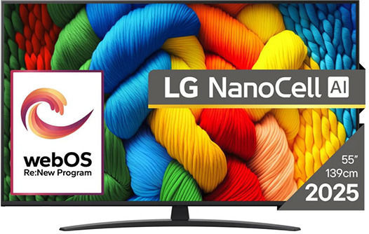 LG Smart Τηλεόραση 55" 4K UHD LED NanoCell AI NANO81 HDR (2025) 55NANO81A3A