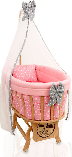 Holz Babywiege Set Schlafen – Rosa & Grau Sterne
