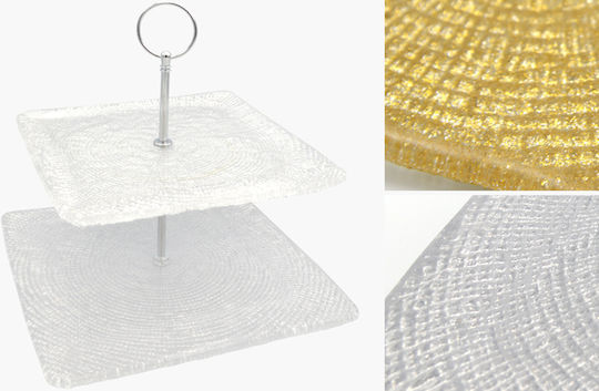 Paper Pack Γυάλινη Εταζέρα Ασημί Ø24cm
