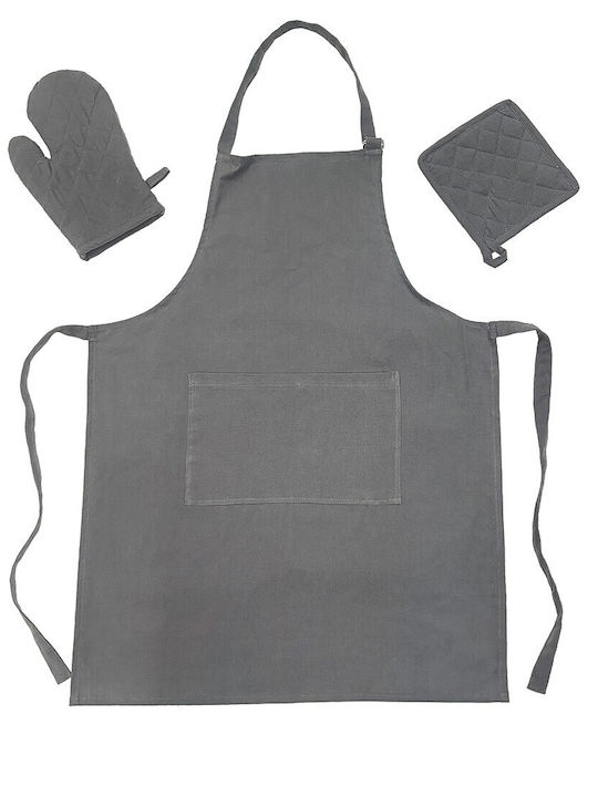 Melinen Șorț de Bucătărie cu Prinzătoare Gri 28x18cm 20005239 3buc