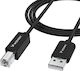 Wozinsky USB 2.0 Cable USB-C male - USB-B Black 1m