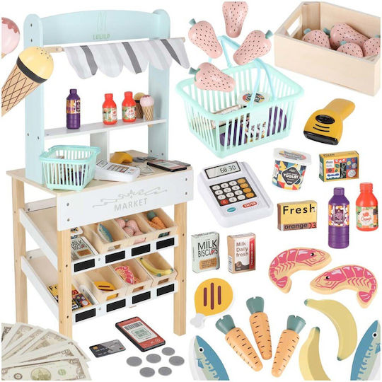 Wooden Grocery Store with Accessories 97x27x45