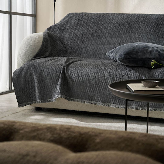Gofis Home Ondine Ριχτάρι Διθέσιου Καναπέ Ζακάρ 180x250εκ. Γκρι
