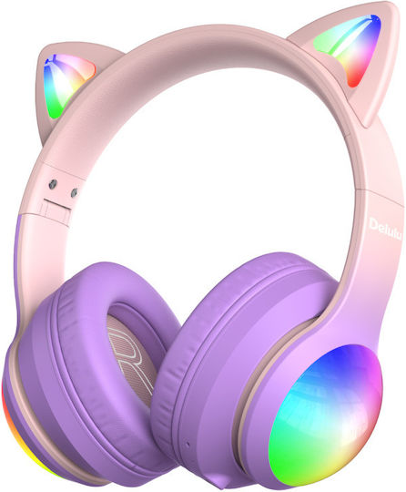 Kiddoboo Delulu Bluetooth Wireless Over Ear Headphones with 8 hours of Operation Pink