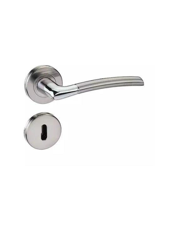 Koulikidis Hebel Mittlere Tür mit Rosette Paar mit Rosette Nickel Matt - Chrome