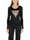 Leo Triangle Women's Cotton Long Sleeve Black Blouse