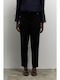 Damen Stoff Hose mit Gummizug Black