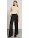 Women's High-waisted Fabric Trousers Black