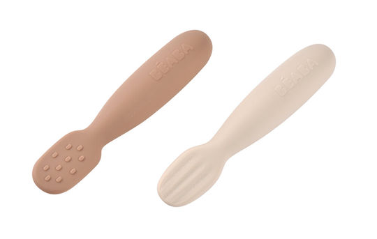 Beaba Set pentru bebeluși cu Linguri din Silicon pentru 4+ luni Portocaliu 2buc