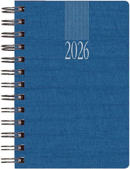 Diary Spiral Theofylaktos 2026 Daily 14.5x20.5cm Kashmir Wire-o Blue 707c1.994