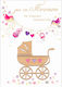 Greeting Card Birth Wood Vibes Stroller Girl 14...