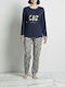 Cool Set Pijamale pentru Femei Albastru marin