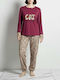 Cool Set Pijamale pentru Femei Burgundy