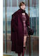 Γυναικείο Bordeaux Παλτό Oversized με Κουμπιά