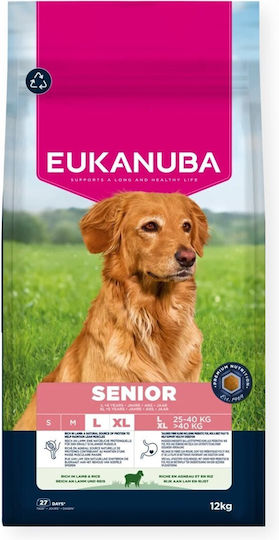 Eukanuba 12kg Ξηρά Τροφή για Ηλικιωμένους Σκύλους Μεγαλόσωμων Φυλών με Αρνί και Ρύζι