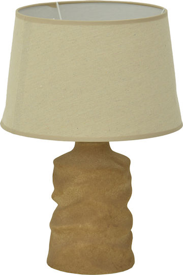 Inart Keramik Tischlampe für Fassung E27 mit Gray Schirm und Basis