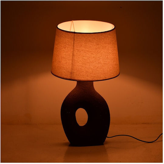 Pakketo Ceramic Table Lamp for Socket E27 with Gray Shade and Base
