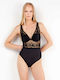 Gisela Κορμάκι Γυναικείο Δαντέλα Regular Fit 2/10125u Black