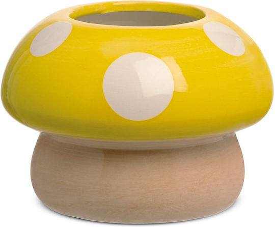 Fankon Flowers Ceramic Plant Pot Yellow 14x10cm 6pcs
