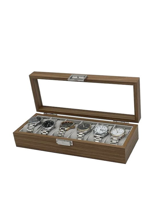 Elegante Hölzernes Uhrenbeweger & Etui Aufbewahrungsorganisation 6 Uhren Pufo Gentleman Modell Braune