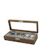 Elegant Wooden Case Storage Organization 6 Watches Pufo Gentleman Model Brown