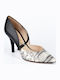 Leather Pointed Toe Stiletto Black High Heels with Strap
