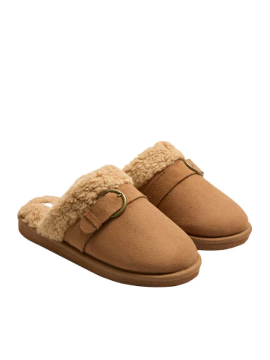 Winter Women's Slippers with Brown Fur